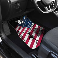 Motocross Rider Car Mats with American Flag Grunge Pattern and Custom Name Number - Wonder Print Shop