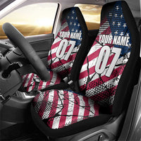 Motocross Rider Car Seat Cover with American Flag Grunge Pattern and Custom Name Number - Wonder Print Shop