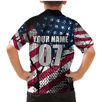 Motocross Rider Family Matching Mermaid Dress and Hawaiian Shirt with American Flag Grunge Pattern and Custom Name Number - Wonder Print Shop