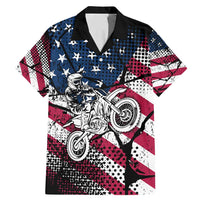 Motocross Rider Family Matching Mermaid Dress and Hawaiian Shirt with American Flag Grunge Pattern and Custom Name Number - Wonder Print Shop