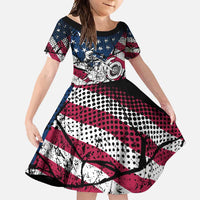 Motocross Rider Family Matching Off Shoulder Maxi Dress and Hawaiian Shirt with American Flag Grunge Pattern and Custom Name Number - Wonder Print Shop