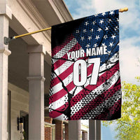 Motocross Rider Garden Flag with American Flag Grunge Pattern and Custom Name Number - Wonder Print Shop