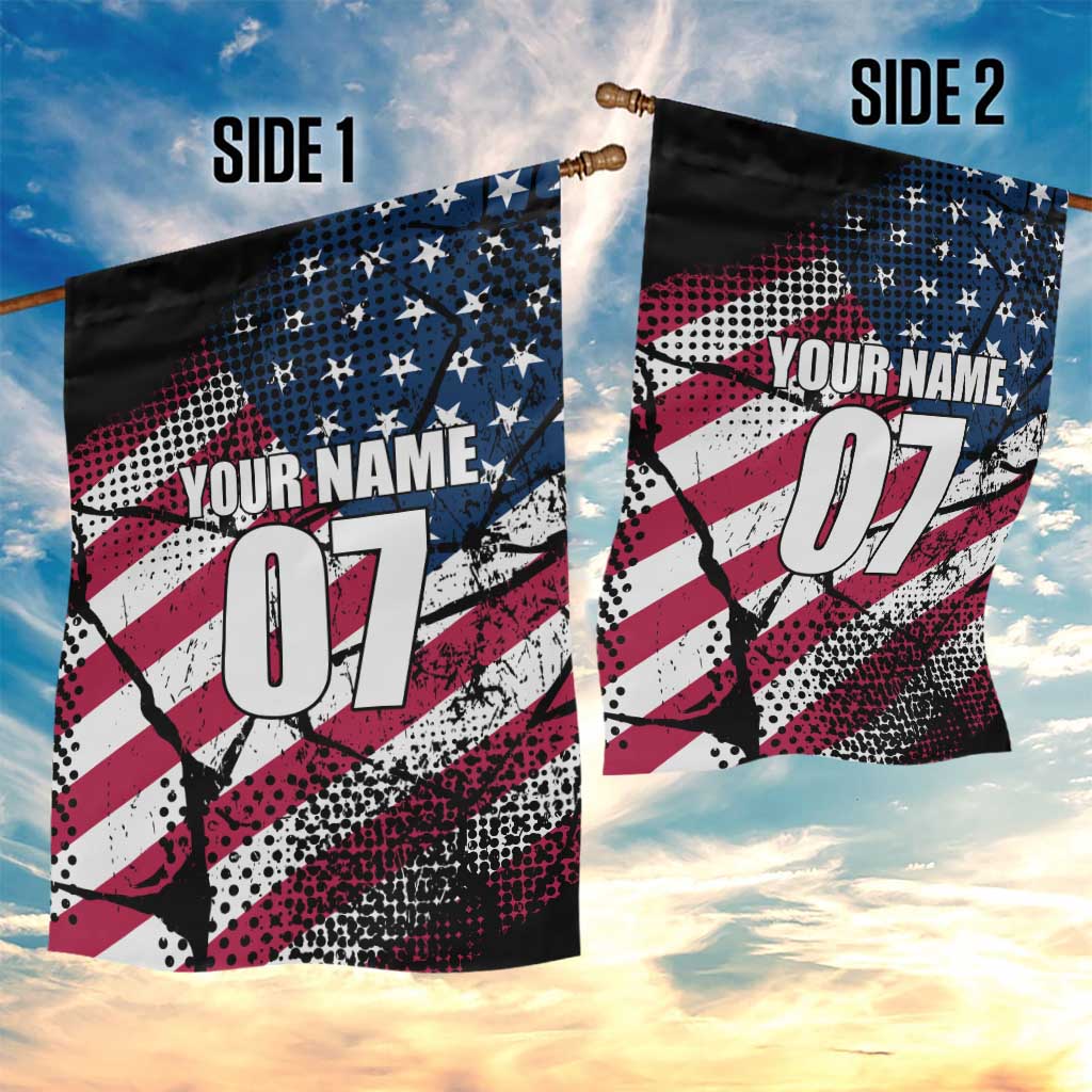 Motocross Rider Garden Flag with American Flag Grunge Pattern and Custom Name Number - Wonder Print Shop