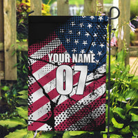 Motocross Rider Garden Flag with American Flag Grunge Pattern and Custom Name Number - Wonder Print Shop