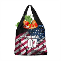 Motocross Rider Grocery Bag with American Flag Grunge Pattern and Custom Name Number - Wonder Print Shop