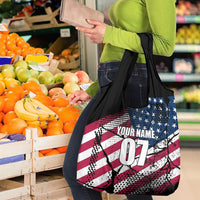 Motocross Rider Grocery Bag with American Flag Grunge Pattern and Custom Name Number - Wonder Print Shop