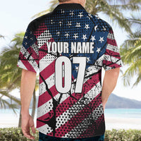 Motocross Rider Hawaiian Shirt with American Flag Grunge Pattern and Custom Name Number - Wonder Print Shop