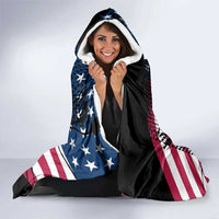 Motocross Rider Hooded Blanket with American Flag Grunge Pattern and Custom Name Number - Wonder Print Shop