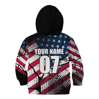 Motocross Rider Kid Hoodie with American Flag Grunge Pattern and Custom Name Number - Wonder Print Shop
