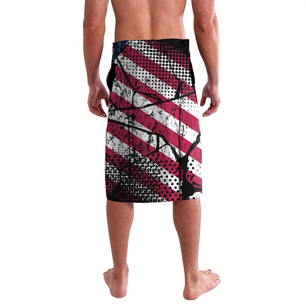 Motocross Rider Lavalava with American Flag Grunge Pattern and Custom Name Number - Wonder Print Shop