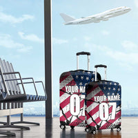 Motocross Rider Luggage Cover with American Flag Grunge Pattern and Custom Name Number - Wonder Print Shop