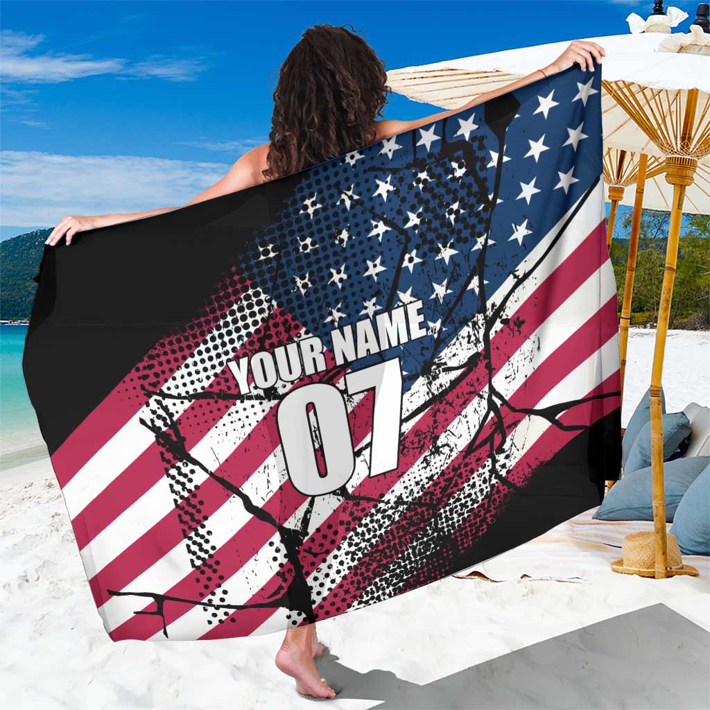 Motocross Rider Sarong with American Flag Grunge Pattern and Custom Name Number - Wonder Print Shop