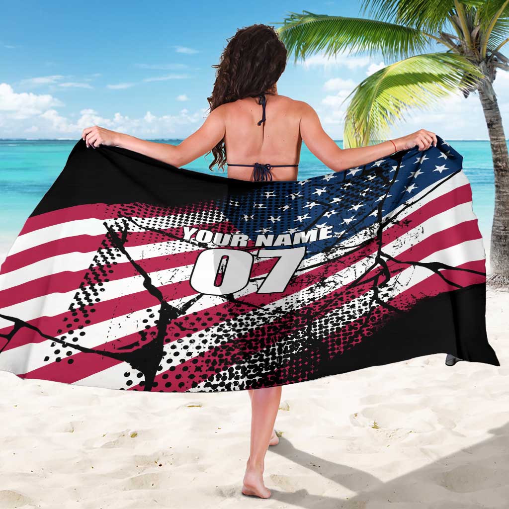 Motocross Rider Sarong with American Flag Grunge Pattern and Custom Name Number - Wonder Print Shop