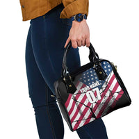 Motocross Rider Shoulder Handbag with American Flag Grunge Pattern and Custom Name Number - Wonder Print Shop