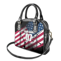 Motocross Rider Shoulder Handbag with American Flag Grunge Pattern and Custom Name Number - Wonder Print Shop