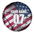 Motocross Rider Spare Tire Cover with American Flag Grunge Pattern and Custom Name Number - Wonder Print Shop
