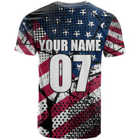 Motocross Rider T Shirt with American Flag Grunge Pattern and Custom Name Number - Wonder Print Shop