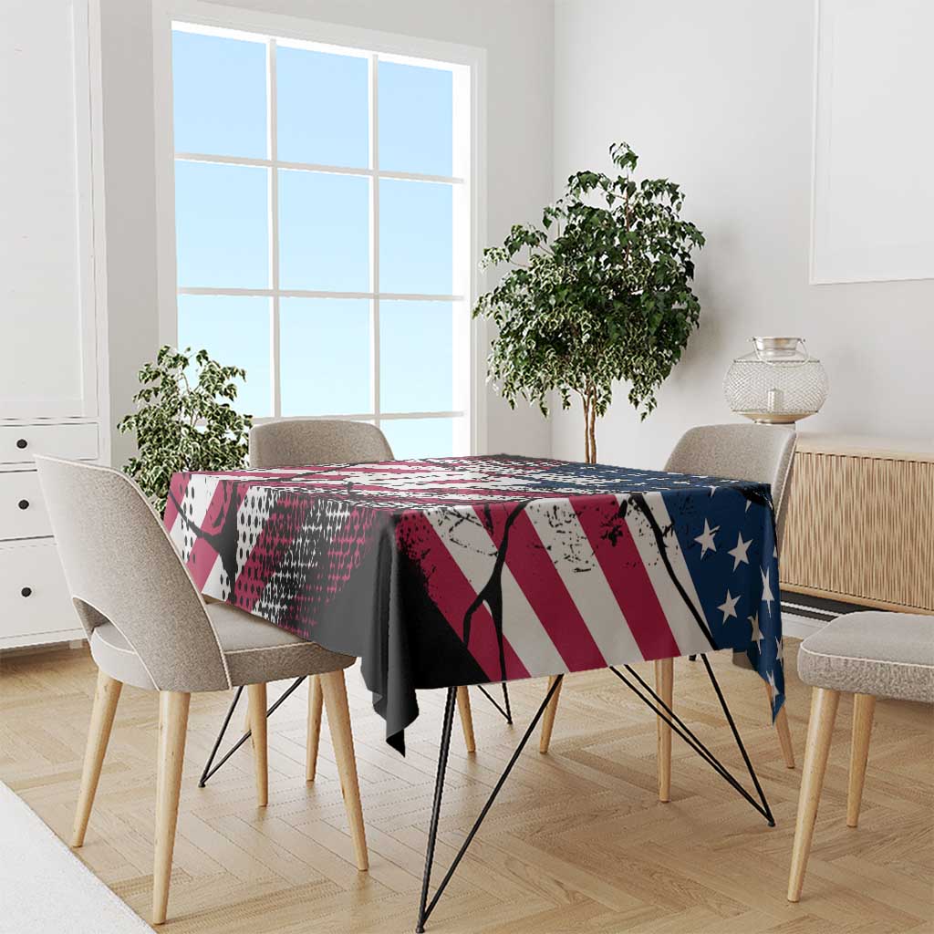 Motocross Rider Tablecloth with American Flag Grunge Pattern and Custom Name Number - Wonder Print Shop