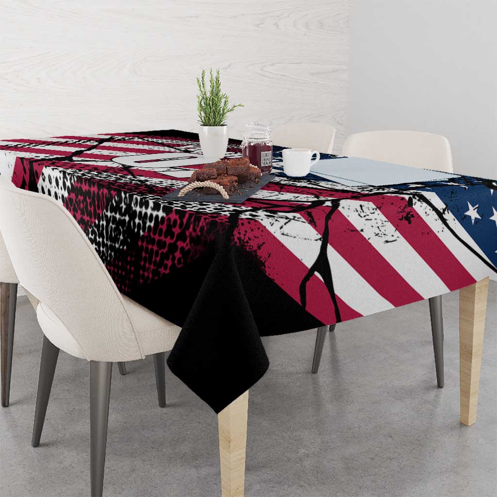 Motocross Rider Tablecloth with American Flag Grunge Pattern and Custom Name Number - Wonder Print Shop