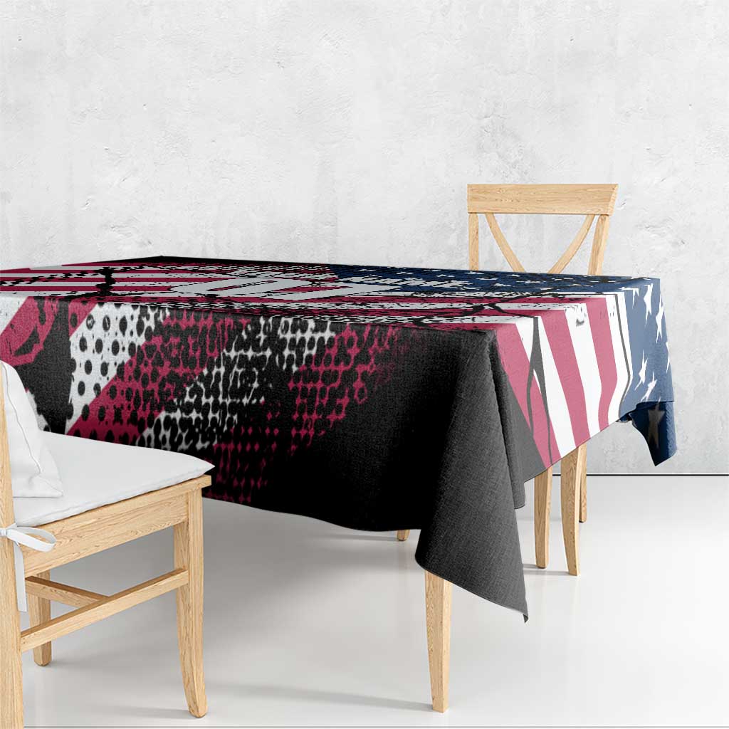 Motocross Rider Tablecloth with American Flag Grunge Pattern and Custom Name Number - Wonder Print Shop