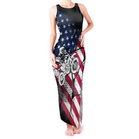 Motocross Rider Tank Maxi Dress with American Flag Grunge Pattern and Custom Name Number - Wonder Print Shop