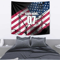 Motocross Rider Tapestry with American Flag Grunge Pattern and Custom Name Number - Wonder Print Shop