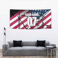 Motocross Rider Tapestry with American Flag Grunge Pattern and Custom Name Number - Wonder Print Shop