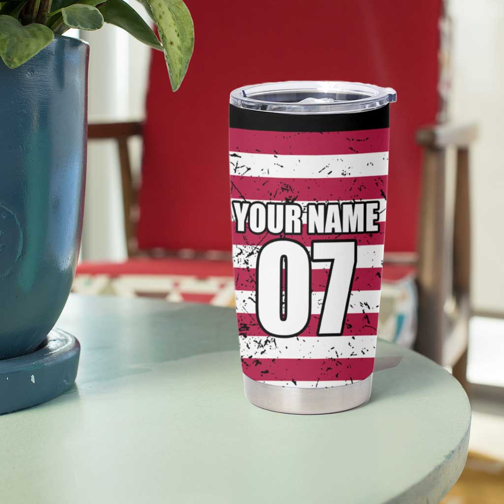 Motocross Rider Tumbler Cup with American Flag Grunge Pattern and Custom Name Number - Wonder Print Shop