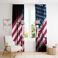 Motocross Rider Window Curtain with American Flag Grunge Pattern and Custom Name Number - Wonder Print Shop
