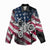 Motocross Rider Women Casual Shirt with American Flag Grunge Pattern and Custom Name Number - Wonder Print Shop