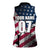 Motocross Rider Women Sleeveless Polo Shirt with American Flag Grunge Pattern and Custom Name Number - Wonder Print Shop