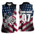 Motocross Rider Women Sleeveless Polo Shirt with American Flag Grunge Pattern and Custom Name Number - Wonder Print Shop
