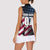 Motocross Rider Women Sleeveless Polo Shirt with American Flag Grunge Pattern and Custom Name Number - Wonder Print Shop