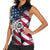 Motocross Rider Women Sleeveless Polo Shirt with American Flag Grunge Pattern and Custom Name Number - Wonder Print Shop