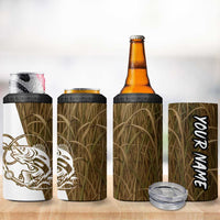 Walleye Fishing 4 in 1 Can Cooler Tumbler with Reeds Background and Custom Name Design - Wonder Print Shop
