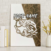 Walleye Fishing Canvas Wall Art with Reeds Background and Custom Name Design - Wonder Print Shop