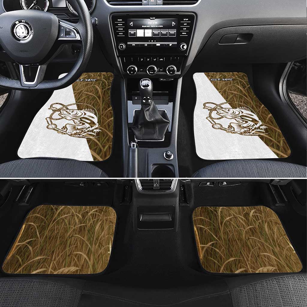 Walleye Fishing Car Mats with Reeds Background and Custom Name Design - Wonder Print Shop