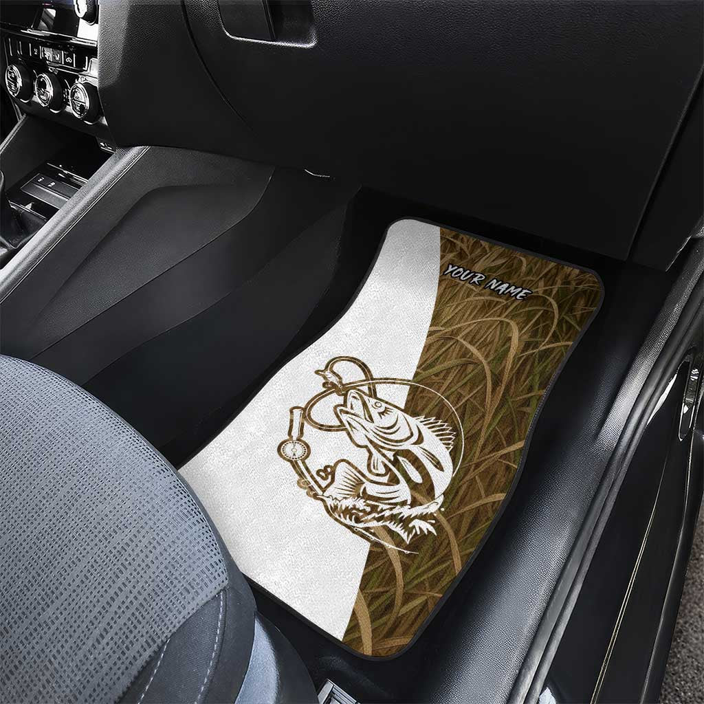 Walleye Fishing Car Mats with Reeds Background and Custom Name Design - Wonder Print Shop