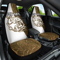 Walleye Fishing Car Seat Cover with Reeds Background and Custom Name Design - Wonder Print Shop
