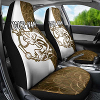 Walleye Fishing Car Seat Cover with Reeds Background and Custom Name Design - Wonder Print Shop
