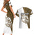 Walleye Fishing Couples Matching Short Sleeve Bodycon Dress and Hawaiian Shirt with Reeds Background and Custom Name Design - Wonder Print Shop