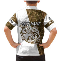 Walleye Fishing Family Matching Mermaid Dress and Hawaiian Shirt with Reeds Background and Custom Name Design - Wonder Print Shop