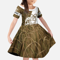Walleye Fishing Family Matching Off Shoulder Maxi Dress and Hawaiian Shirt with Reeds Background and Custom Name Design - Wonder Print Shop