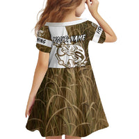 Walleye Fishing Family Matching Off Shoulder Maxi Dress and Hawaiian Shirt with Reeds Background and Custom Name Design - Wonder Print Shop