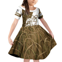 Walleye Fishing Family Matching Off Shoulder Short Dress and Hawaiian Shirt with Reeds Background and Custom Name Design - Wonder Print Shop