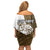 Walleye Fishing Family Matching Off Shoulder Short Dress and Hawaiian Shirt with Reeds Background and Custom Name Design - Wonder Print Shop