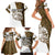 Walleye Fishing Family Matching Short Sleeve Bodycon Dress and Hawaiian Shirt with Reeds Background and Custom Name Design - Wonder Print Shop