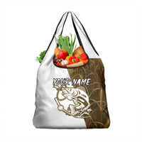 Walleye Fishing Grocery Bag with Reeds Background and Custom Name Design - Wonder Print Shop