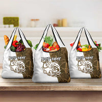 Walleye Fishing Grocery Bag with Reeds Background and Custom Name Design - Wonder Print Shop