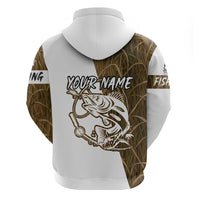 Walleye Fishing Hoodie with Reeds Background and Custom Name Design - Wonder Print Shop